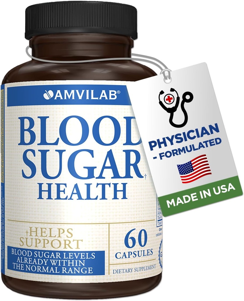Blood Sugar Health 20 Herbs ווויטמינים עם Cinnamon, Alpha Lipoic Acid לתמוך בבריאות, non-GMO, עבור גברים נשים, תומך רמות אנרגיה בריאות - 60 גלולות צמחיות - 30 יום אספקה