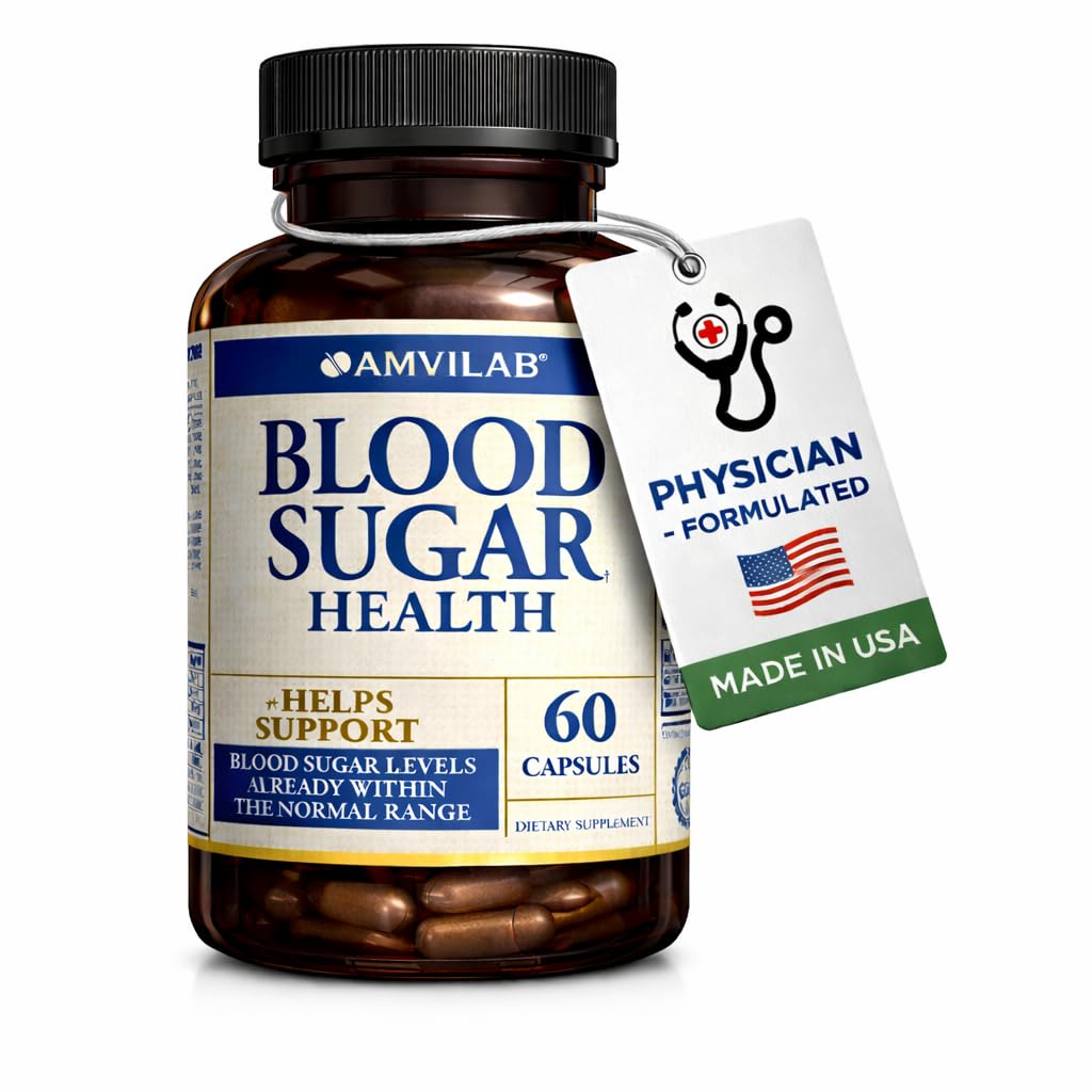 Blood Sugar Health Natural 20 Herbs and Vitamins with Cinnamon, Alpha Lipoic Acid to Support Health, Non-GMO, for Men Women, Supports Healthy Energy Levels - 60 Herbal Pills - 30 Day Supply