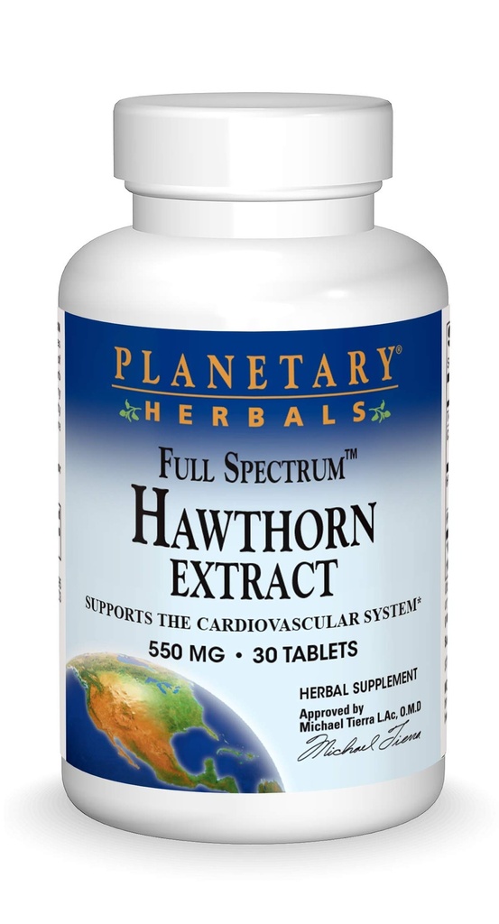 Planetary Herbals Full Spectrum Hawthorn Extract Tablets, 30 Count