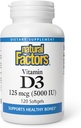 Daxili fayllar - Vitamin D3 5000 IU, Sağlam səviyyələr, 120 Soft Gels