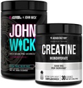 Jacked Factory X John Wick - Wick Mode Pre Workout Powder (Baba Yaga Blue Raz, 40 Servicións) e creatina Monohidrato Powder (Unflavored, 30 Servizos)