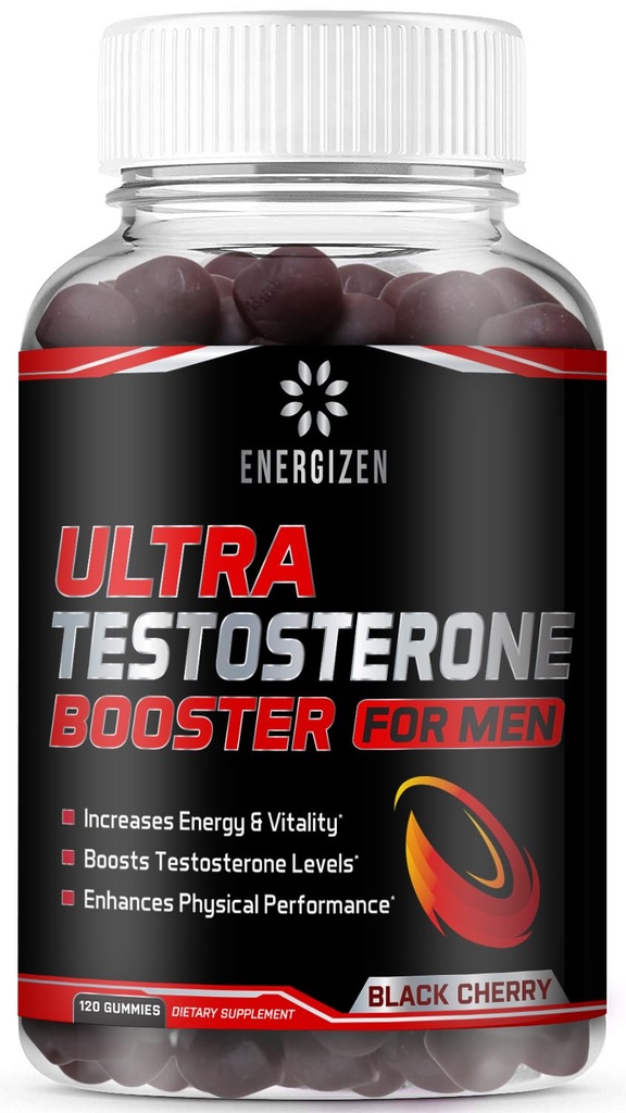 8in1 Testosterone Booster for Men with Tongkat Ali, Fenugreek, Ashwagandha and Magnesium - Improve Libido & Hormonal Balance, Non GMO Made in the USA, Black Cherry, 120 Count Gummies for Men