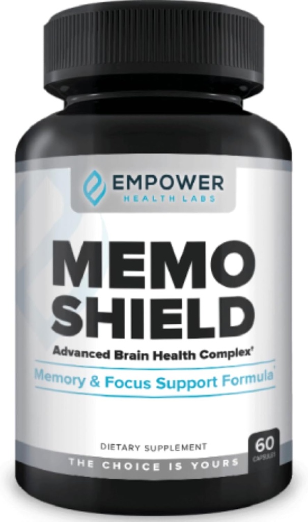 MemoShield Brain Health Supplement – Advanced Memory Support mit Lion's Mane, Bacopa Monnieri und Ginkgo Biloba – Kognitive Funktion und Gehirngesundheitsformel – 60 Kapseln