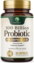 Probióticos 100 Bilhões UFC - 16 Probiótico Strains com Prebióticos - Suporta Imune, Gut Health, PH, Obstipação Ocasional, Gás e Bloating - Suplemento para Mulheres e Homens, prateleira estável - 60 Cápsulas