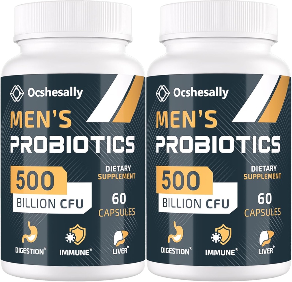 Probiotics for Men, 500 Billion CFUs & 12 Strains Mens probiotic, with Turmeric, Cranberry, Goji - Probiotics for Digestive Health, Gut, Immune & Bloating, Prostate & Urinary Tract Health, 120 Capsule
