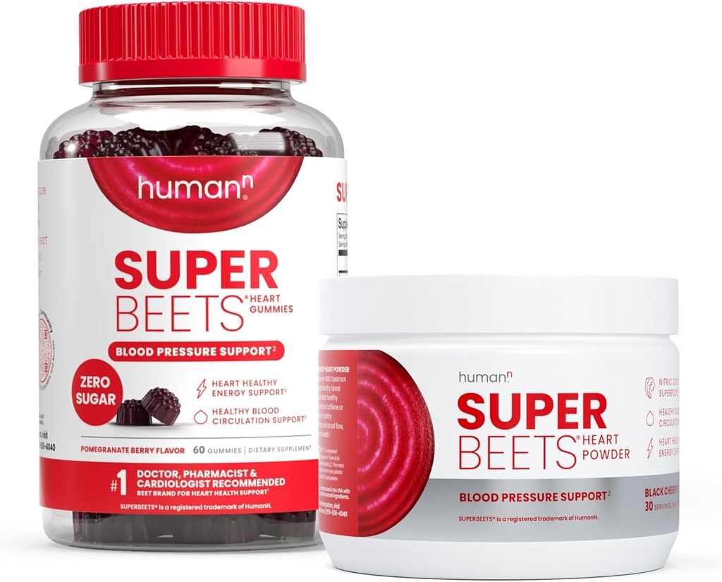 Humann SuperBeets Gummies cuore Zucchero Zero & polvere di ciliegia nera