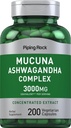 Piping Rock Mucuna Ashwaranda 3000mg | 200 Capsules | Complex supplement for Men and Men changeian, Not-GMO, Gluten Free