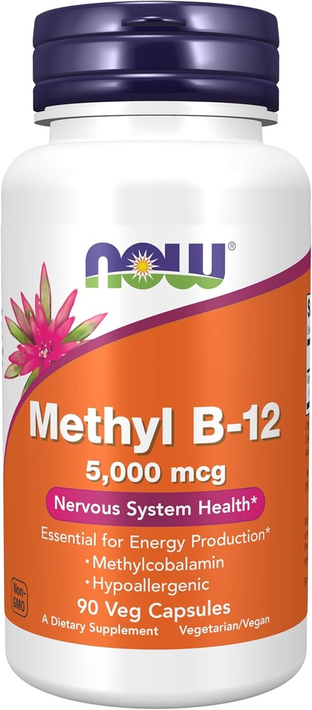 지금 음식 보충교재, 메틸 B-12 5000mcg, Methylcobalamin의 Hypoallergenic의 90의 Veg 캡슐