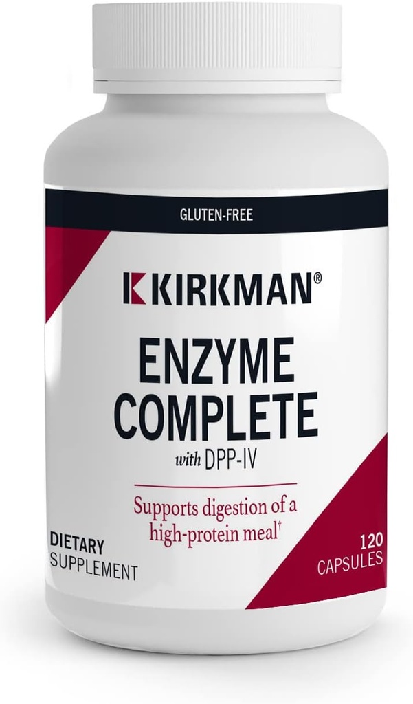 Kirkman - Enzym Complete / DPP- IV - 120 Kapsułek - Potenna pomoc trawienna - Szerokie Spectrum Digestive Enzym - Hipoalergiczne