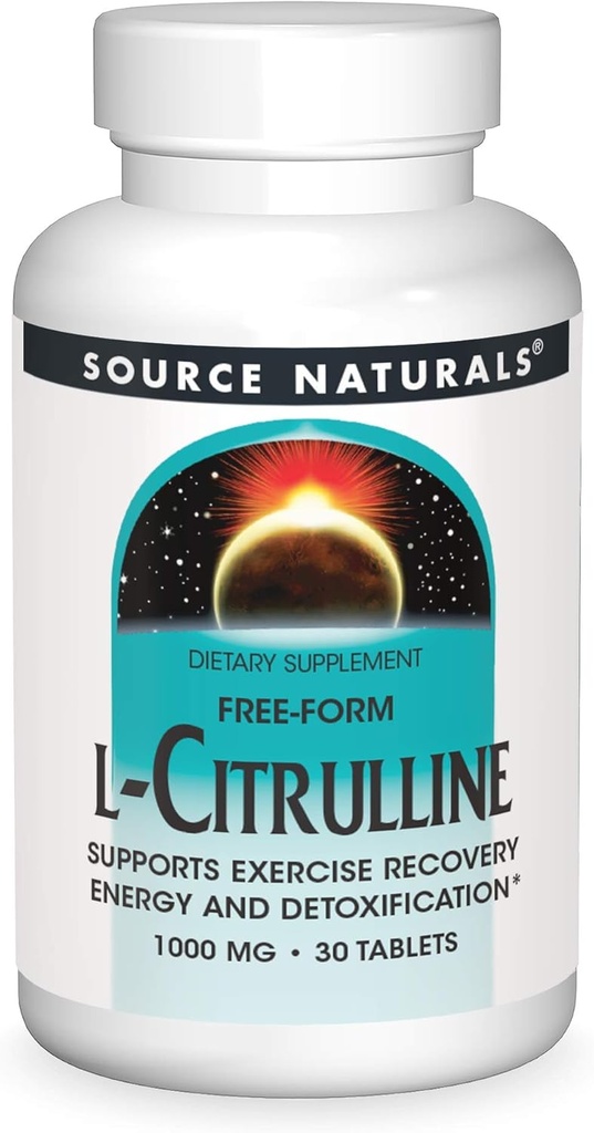 Fonte Natural L-Citrulline - Apoia a recuperación de exercicios, enerxía e detoxificación*, 1,000 mg - 30 comprimidos