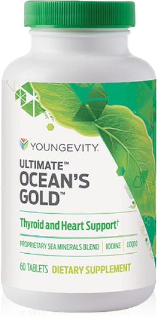 Youngevity Ultimate Ocean's Gold – Suporta Saúde da Tiróide, Função do Coração e Equilíbrio Hormônio com Nutrientes Derivados do Oceano - 60 Comprimidos (Pacote de 1)