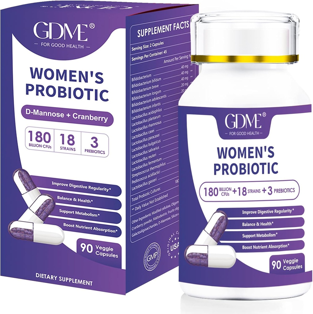 Probiotics 180の鋼片CFU 18の緊張は女性の健康、非大豆の酪農場のための有機性プレバイオティック クランベリーのプロバイオティックの補足の消化の免除を90の菜食主義者のカプセル含んでいます