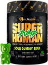 ALPHA bomba de aire superhumano Pre-adestramento en po, cafeína nootrópico & Stim Free Preworkout Supplement, impulsor de óxido nítrico, ganancia muscular, enerxía e foco (42 servizos, Oso Gummy Sour)