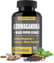 NooMost Organic Ashwagandha 400mg Capsules w / Black Pepper Extract como Vegan Ashwagandha Suplementos para alivio do estrés, Natural Mood Support, Energy & Focus-60 cápsulas