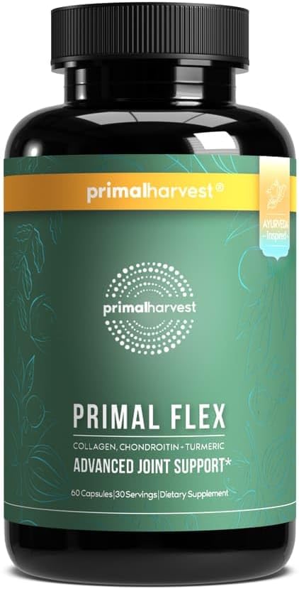 Mùa gặt bổ sung cho Primal Flex, Primal Flex, Turmeric, Boswellia và Ashwaganda (60 Bá tước) 1 Pack