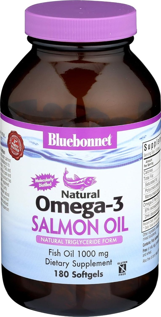 Omega-3 (lašišų aliejus) 180 SoftGels, 1000 mg - Bluebonnet