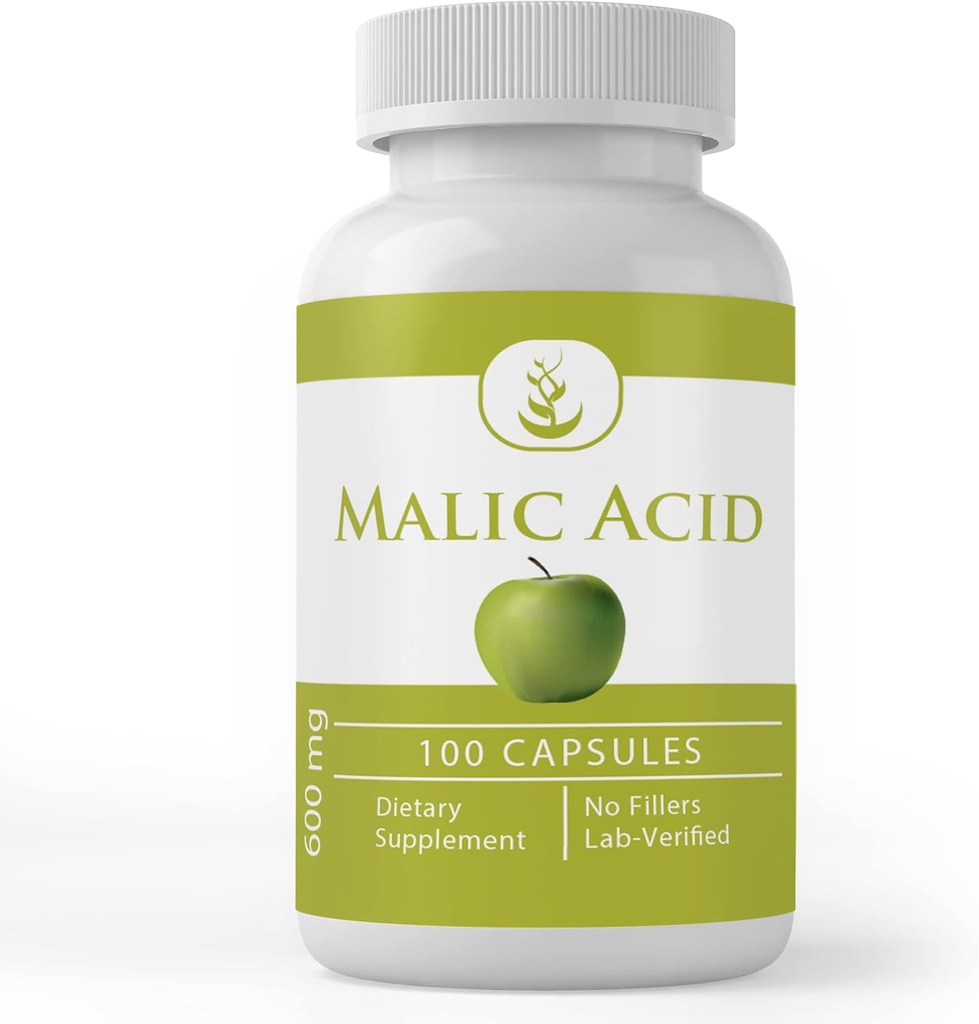 Malic Acid (100 Capsules) Alpha Hydroxy Acid, always Pure, Lab Verified
