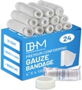 24 Gauze Bandage Roll 4 인치 x 4 야드의 D & H 의료 팩 - 부상 치료를위한 의료 가제 랩 - 손 랩 드레싱 발목 및 무릎을 드레싱하기위한 코튼 가제 롤을 사용하기 쉬운