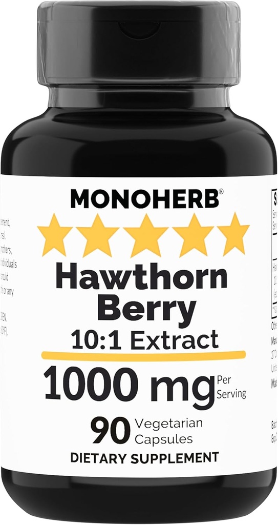 MONOHERB Hawthorn Berry Extract 1000 mg - 90 vegetariškų kapsulių