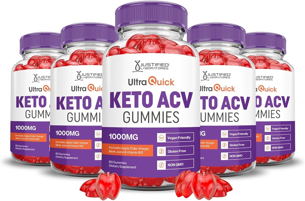 Rettferdige Laboratories (5 Pack Ultra Quick Keto ACV B12 Vegansk Ikke GMO 300 Gummies