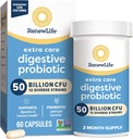 갱신 생활 여분 배려 소화 Probiotic 캡슐, 보장되는 50억 CFU, 매일 보충교재 지원 면역, 소화, 호흡 건강 (1), L. Rhamnosus GG, 낙농장, 간장 및 글루텐 자유로운, 60 조사