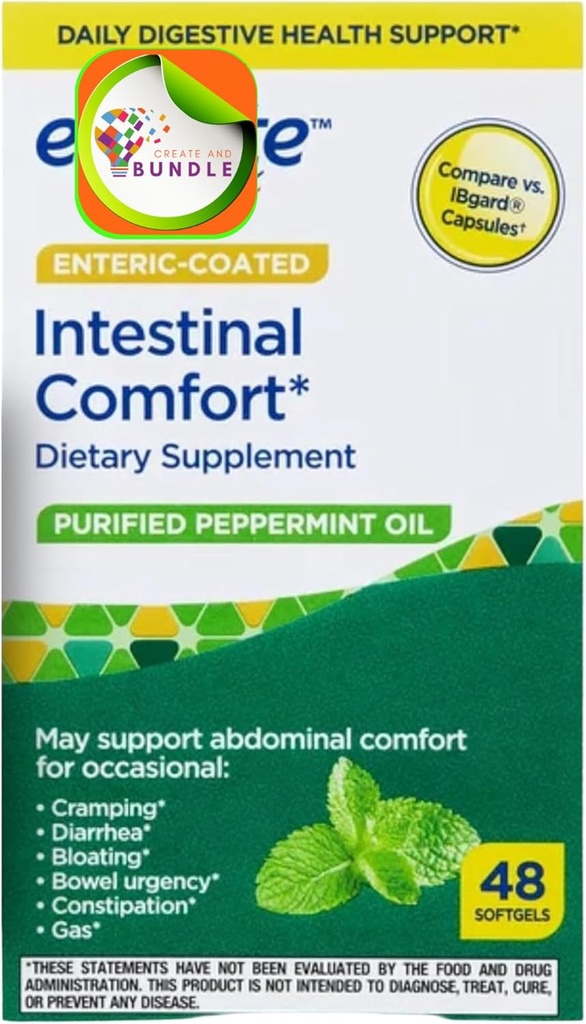 Equate Pepmint Petroli Softlis, 48 Compte - Dietary suplementari per a una avançada salut protectiva, Extrasió natural de Peppermint, implementació de gastrointestinal + Creador