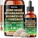 8in1 狮子马内液滴与 Ashwagandha 根, 镁L-Threonate & 5 草药 - Mood平衡,脑健康, Immune - 60天供应 - 2Fl oz