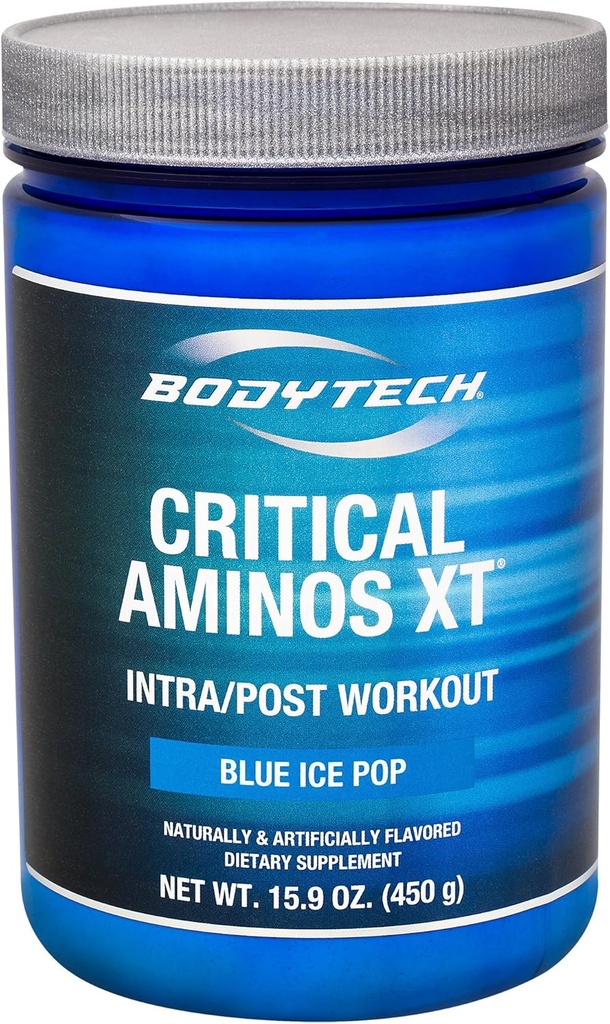 BODYTECH Critical Aminos XT Intra/Post Workout Blue Ice Pop - Ondersteunt spierherstel (12.4 Ounce poeder)