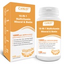 CANLIST Hair Skin and Nails Multi-Vitamin for Men & Women, 10000mcg Biotin & Multimineral, Contains B-Vitamins, Vitamins C, E & D3, Trace Minerals, Zinc, Gluten-Free, Dairy-Free, Soy-Free, 100 Tablets