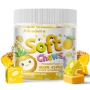 Iron Soft Chews Supplement with Vitamin C | Pineapple Flavored | Gluten Free | Iron Supplement for Women Men and Kids | 60 Count | 2 Month Supply