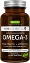 Igennus Advanced rTG Omega-3 IFOS Certified Wild Fish Oil & Vitamin D3, 1-a-day, Mastné kyseliny EPA & DHA, Fast-Acting Triglycerid Form, Ultra Pure & Non-GMO, 60 Softgels