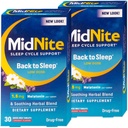 MidNite Back To Sleep Low Dose, 1.5 mg Melonatinin Sleep Aid, Non-kebiasaan Forming, Herbal Dietary SupppIest, Drug-free, Gluten- free, Lactoe- free, Vegetarian, Vegan, 30 Quick Melt Tablets 2 ct