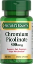 Naturens Bounty Chromium Picolinat, støtter fett, protein og sukkermetabolisme, Mineral Supplement, 800 mcg, 50 tabletter