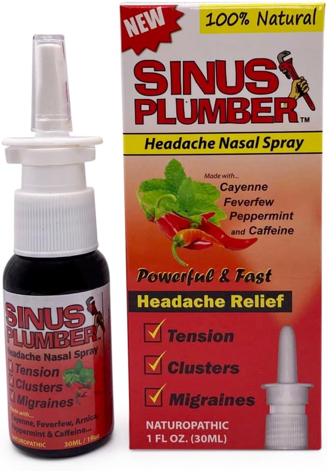 Sinus Plumber Migraine Headache Nasal Spray con Capsaicina y Feverfew