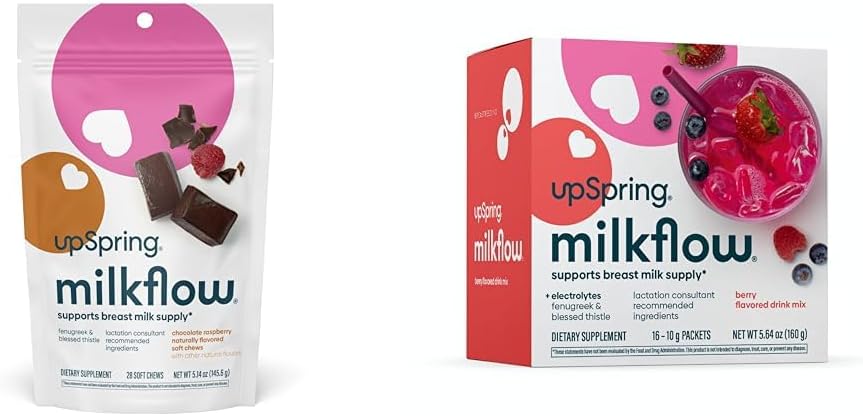 UpSpring Milkflow, Breastfeeding Supplement med Fenugreek & Blessed Thistle| Laktationssupplement för att stödja bröstmjölkförsörjning