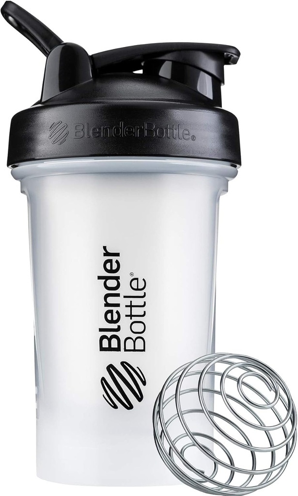 FlackerBottle clàssic V2 Shaker Amppolles perfecte per als Shakes Protein i Pre-Pout, 20-Ounce, Clear/Black