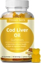Cod Liver שמן חניכיים 1000 מ"ג, סוכר חינם למבוגרים וילדים, אומגה 3s ו ויטמין A & D עבור המוח, קוגניטיבי, לב ועין, בריאות העצם, Gluten Free, non GMO, Pectin, 60