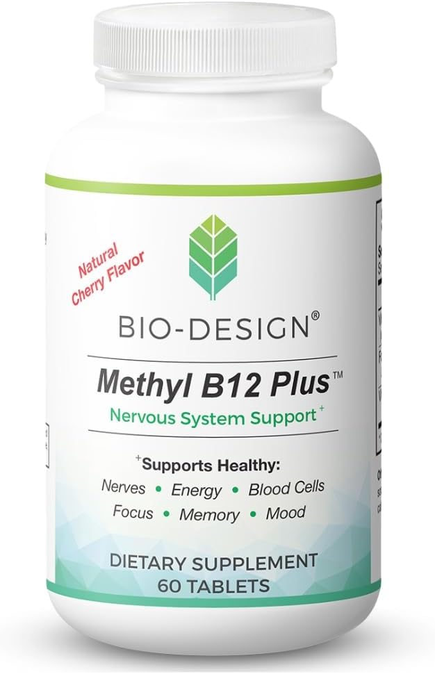 Methyl B12 5000 mcg Plus Folate supplement - Methylcobalamin, L-Methylfolate - Methylated " Bioavailable - Supports Healthy Nervous System, Energy Metabolism, " Brain Health - 60 Tablets