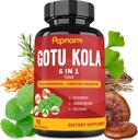 Orgánica Gotu Kola Extract Capsules con Reishi, Cordyceps, Rosemary, Gingko Biloba & Valerian Root - 90 Cuentas para 3 meses - Apoya cerebro, inmunidad, habilidad y salud cardíaca
