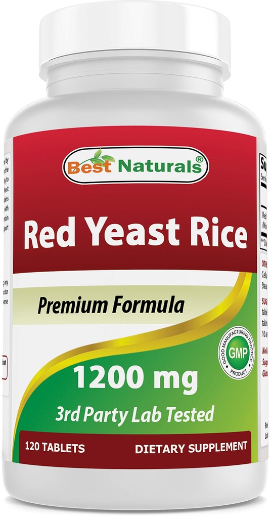 Best Naturals Red Yeast Rice 1200 mg (Non-GMO) 120 Tablets - Non Irradiated, Citrinin Free