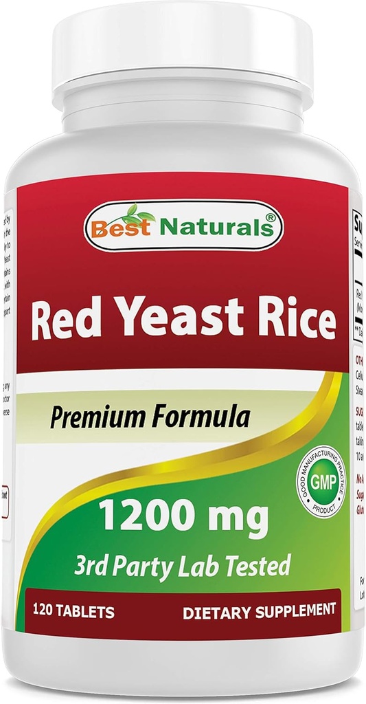 Tables ธรรมชาติ Red Yest Rice 1200 mg (Non-GMO) 120 ตาราง - Not Irradited, Citrinin ฟรี