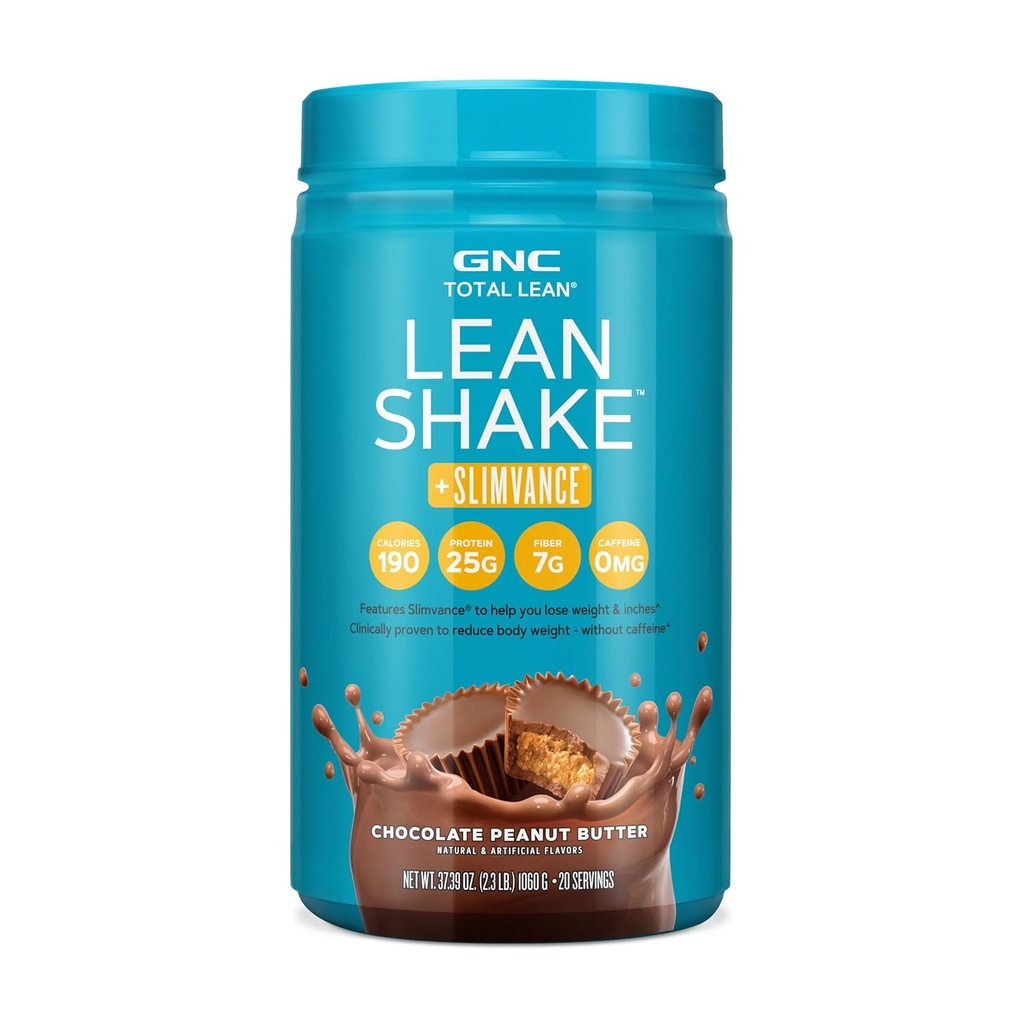 GNC Total Lean Shake Lean + Slimvance Cafeina gratuit - unt de arahide de ciocolată (20 serviri)
