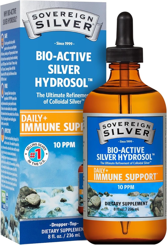 ריבונית Silver Immune Support - Colloidal Silver, Bio-Active Silver Hydrosol, 10 ppm, Liquid Dropper, 8 Fl Oz, (236 mL)
