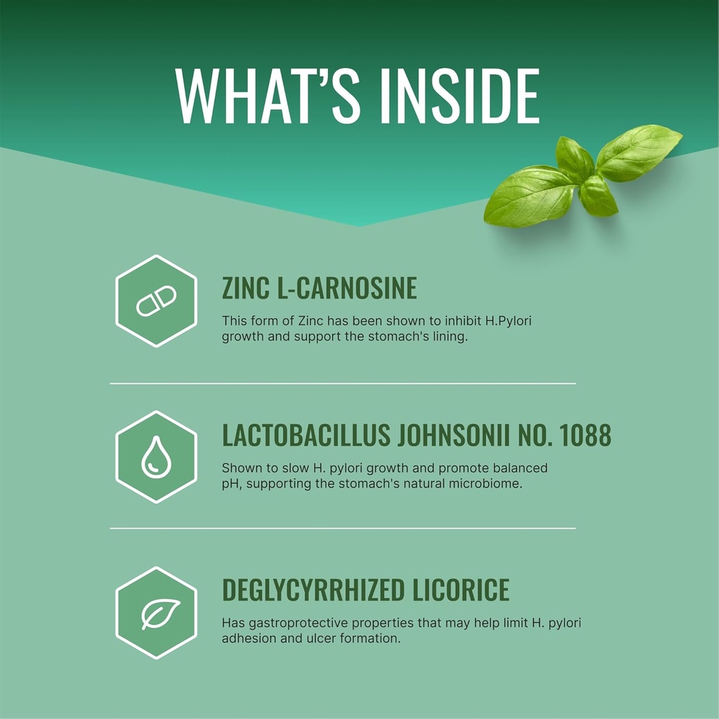 Εγκεκριμένη Επιστήμη Pyloriprin - Προηγμένη Digestive Υποστήριξη για ένα υγιές στομάχι - Ψευδάργυρος L-Καρνοσίνη, Προβιοτικό, Broccoli Sprout, Deglycyrrhized Licorice - 60 Κάψουλες - Ένα μήνα προσφοράς - Vegan