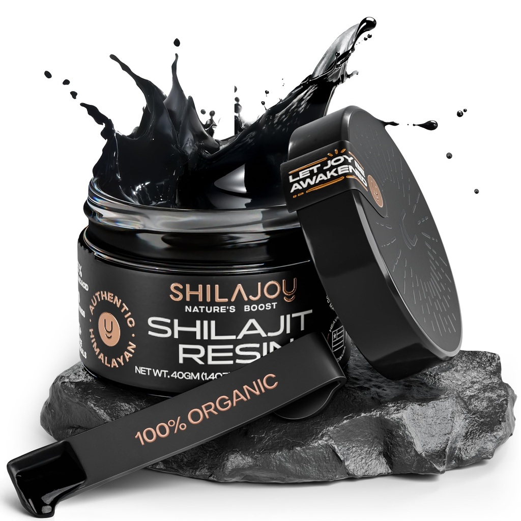 Organic Shilajit Resin for Men & Women - Pure Himalayan Gold Grade with >75% Fulvic Acid and 85+ Trace Minerals, U.S. Lab Tested, Energy Boost & Immune Support (40gm - 80 Servings)