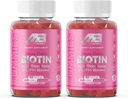 MB One Biotin Gummies-High Potency-Healthy Hair, Skin and NailsStrengthening, Vitamin B7, (10000 Mcg) Non-GMO, Pectin Plant Based, для детей и взрослых, Strawberry Natural Flavor 2 Pack
