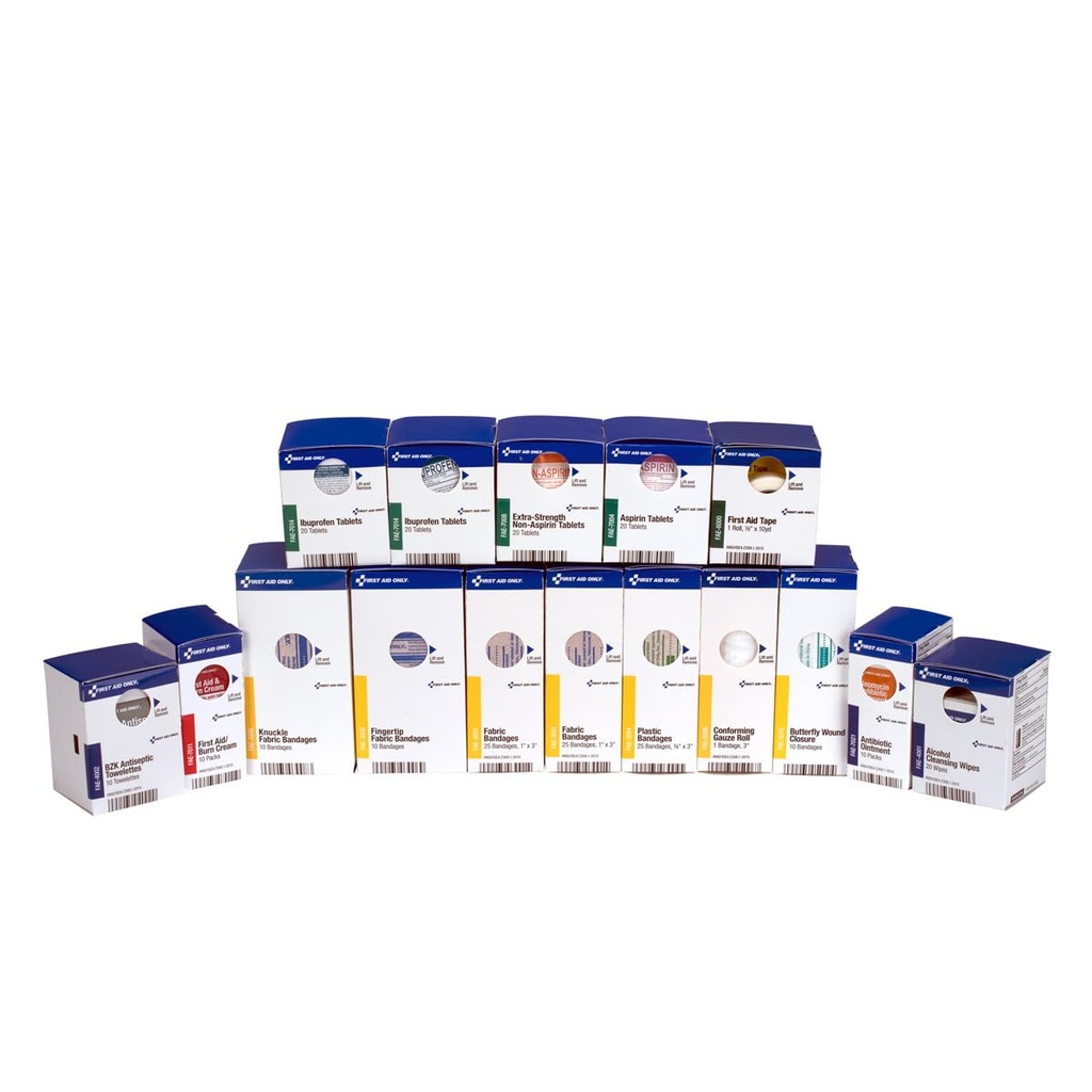 First Aid Only 700002 SmartCompliance 50-Person First Aid Kit Refill Supplies for Business, Worksite, and Home, 237 Pieces, Blue