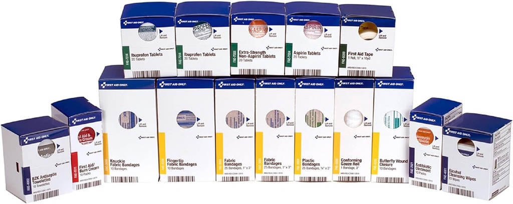 Pirmoji pagalba tik 700002 SmartCompliance 50- Asmuo Pirmosios pagalbos rinkinys Refill Supples for Business, Worksite, and Home, 237 vienetai