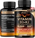 Vitamin D3 K2 - Vitamin D3 100000 iu & K2 sebagai MK-7 120 mcg - Imune & Mood Dukung, untuk Bone & Teeth Health - dengan Magnesium, Zinc & Vitamin C & B12 - Sangat Bioavailable - Dibuat di AS, 240 Capsules