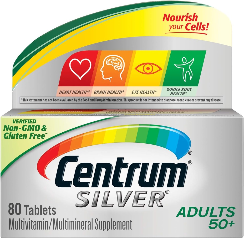 Centrum Silver multivitamin kiegészítés 50, 80 tabletta felett (2 tablettát tartalmazó csomag)
